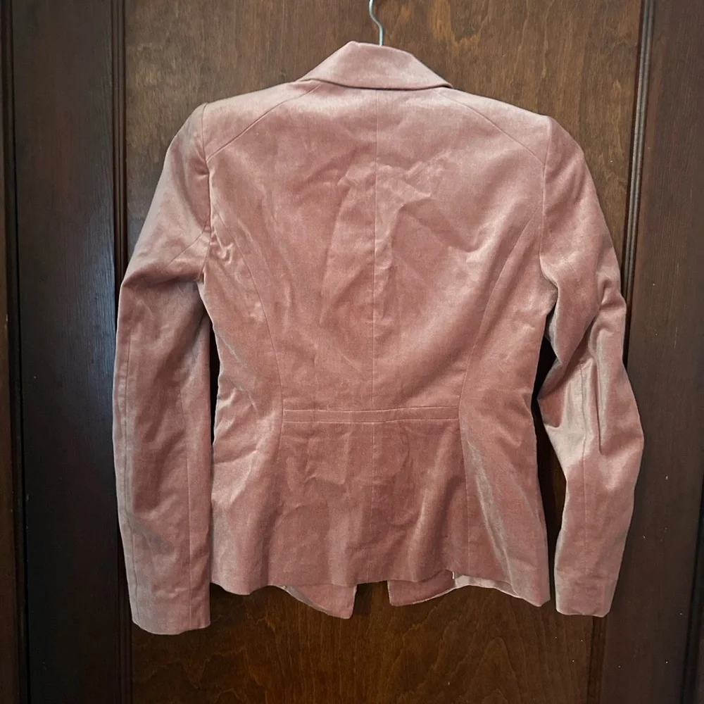 WHBM Fitted Velvet Blazer Pink Size 2P - Picture 3 of 5